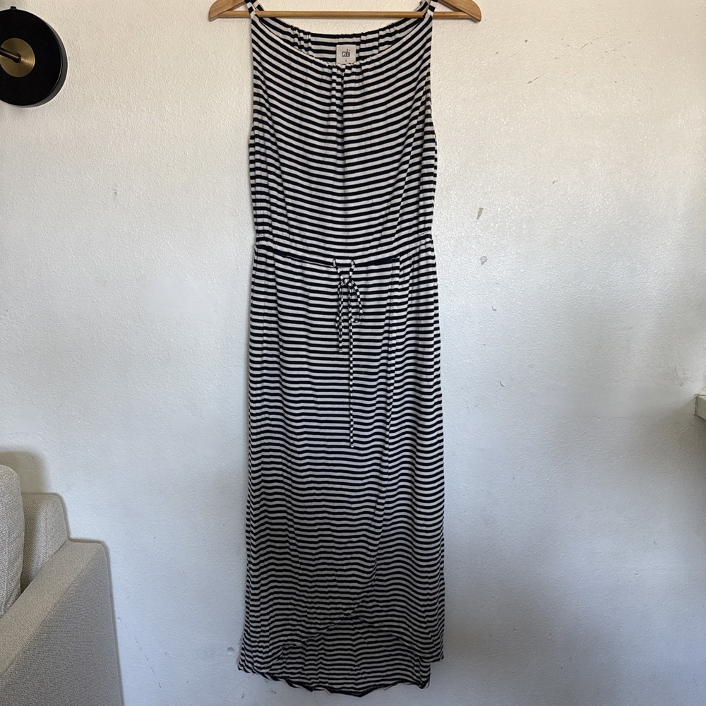 CAbi‎ 5105  Boat Striped Maxi dress, blue/white Sz Small, nautical, coastal